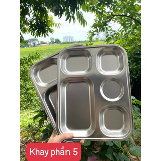 Khay chia cơm 5 ngăn inox zalo 0328731994