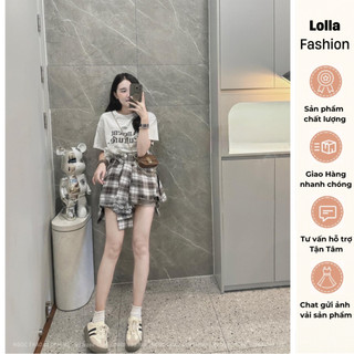 Sét Áo Phông + Chân Váy Kẻ Caro SB6248 - lolla
