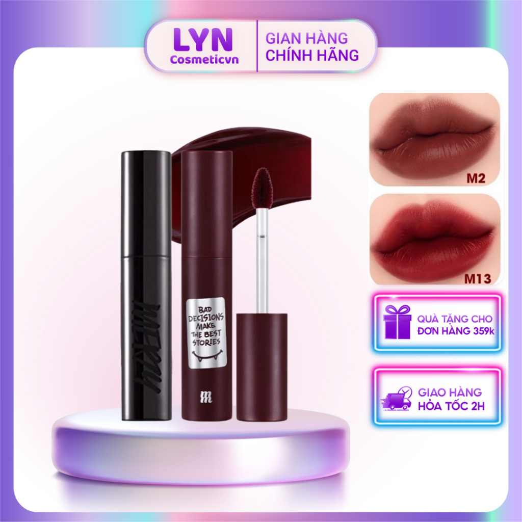 (Sẵn M13) Son Kem Siêu Lì, Mịn Môi Merzy Noir In The Mellow Tint  Merzy  With Me vỏ đen