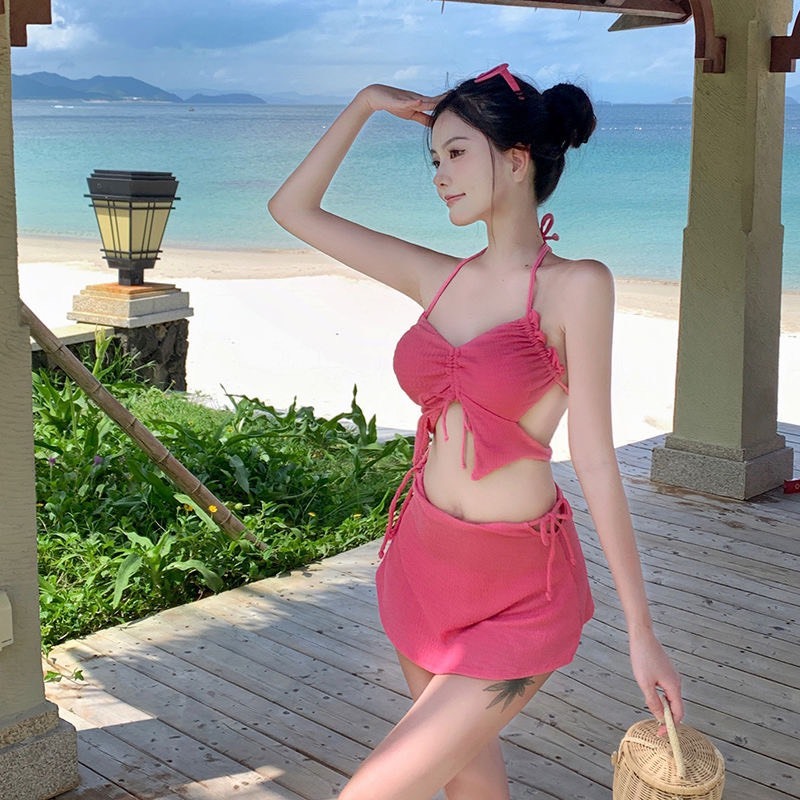 Set bộ đồ bơi áo tắm bikini 3 chi tiết cổ yếm hở lưng sexy gợi cảm có đệm ngực XIMIMI BKN50 | BigBuy360 - bigbuy360.vn