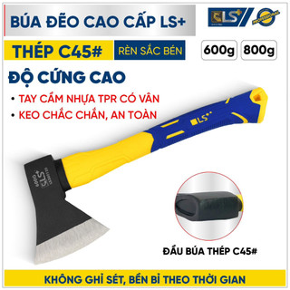 Xã Kho@ Búa rìu, búa đẽo cao cấp phần cán tay cầm bọc nhựa 600gr, 800gr dùng để đóng đinh, chặt cây, bổ củi,...