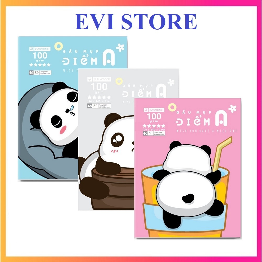 Vở 4 ô ly ĐIỂM A GẤU MỤP Futurebook DK-498 / DK498 Tập học sinh bìa kim tuyến 80 trang B5 100gsm