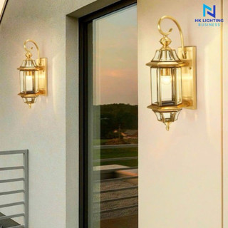 Đèn tường đồng kính,đèn chùa đồngtrang trí cột hiên và ban công ngoài trời tặng kèm bóng edison st64_ hoàng anh lighting