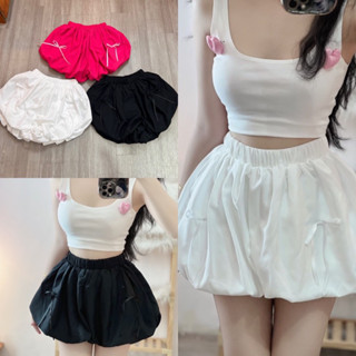 Quần đùi nữ bí ngô bo chun đính nơ hách dáng Juka.Store