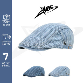 (Có sẵn) AOE STUDIO - Mũ nồi Beret cao cấp chất nón demin kẻ sọc phong cách Y2K cá tính dành cho nữ