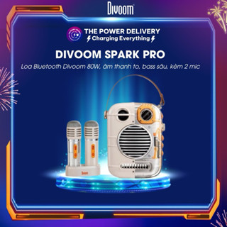 Loa Bluetooth DIVOOM SPARK-PRO KARAOKE công suất 80W bản nâng cấp của Divoom Songbird, âm thanh to, bass sâu, kèm 2 mic