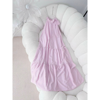 VÁY MAXI XANH CỔ YẾM
