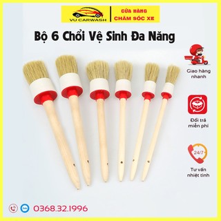 Chổi Cọ Vệ Sinh Xe Ô Tô, Xe Máy Lông Đuôi Lợn - Chổi Cọ Rửa Khoang Máy,Vệ Sinh Nội Thất Đa Năng (bộ 6 cái)