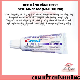 Kem đánh răng Crest 3D White Brilliance mini 20G Mall Trung- Tẩy trắng răng