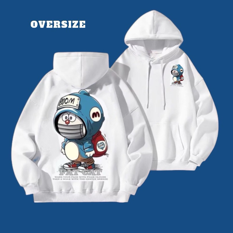 Áo Hoodie Oversize Doraemon Nỉ Dày Form Rộng Unisex Có Bigsize S-4XL