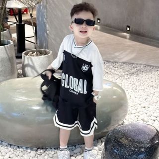 Quần áo bé trai - Bộ phông thể thao cổ tim cộc tay Global cho bé trai từ 9 đến 28 kg - SUN KID'S