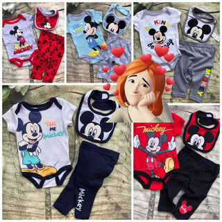 B3y - set 3 bodysuit kèm yếm cho bé trai - gái 3-6-9m