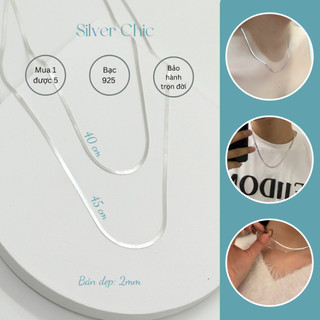  Dây chuyền vòng cổ bạc mì trơn Trendy SILVER CHIC bạc 925