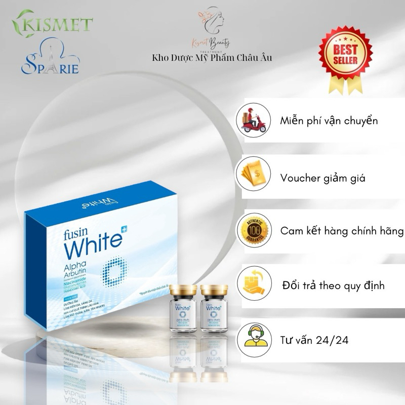 Tinh chất dưỡng serum FUSIN WHITE+ | Giúp da mềm mịn, sáng da, làm mờ các vết thâm - Hộp 10 lọ x 5ml