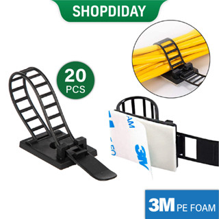 Bộ 20 Nẹp Cố Định Dây Điện Dán Tường, Size Lớn Kẹp Nhiều Dây Gọn Gàng Có Thể Điều Chỉnh Keo 3M D23B