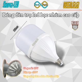Bóng đèn LED bulb trụ bọc nhôm cao cấp 20W 30W 40W 50W 60W ánh sáng trắng (công nghệ DOB - bảo hành 2 năm)