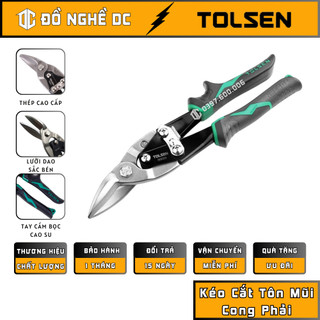 Kéo Cắt Tôn Mũi Cong Phải 10''250mm 30023 Tolsen thép CR-V dụng cụ chuyên cắt những tấm tôn inox, tấm sắt thép