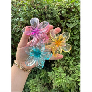 Kẹp tóc hoa sứ 8cm cao lãnh - kẹp tóc hoa sứ màu hot - kẹp sứ trong suốt thuỷ tinh - kẹp sứ màu xám đen