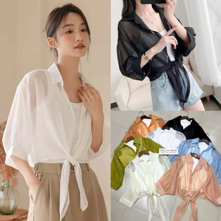 Set áo sơ mi buộc vạt style 2 kiểu Quảng Châu