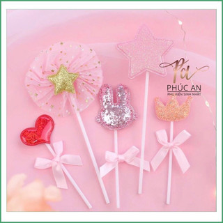 Set cắm tai thỏ 3D trang trí bánh sinh nhật dễ thương
