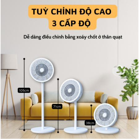 Quạt Cây NANOMAX QN-08 Điều Khiển Từ Xa Công Suất 60W Tuỳ Chỉnh Độ Cao, 3 Chế Độ Gió Tuần Hoàn Không