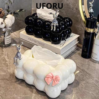 Hộp đựng khăn giấy hình đám mây Uforu sang trọng, Hộp giấy ăn kèm thỏ nơ decor căn nhà UF488