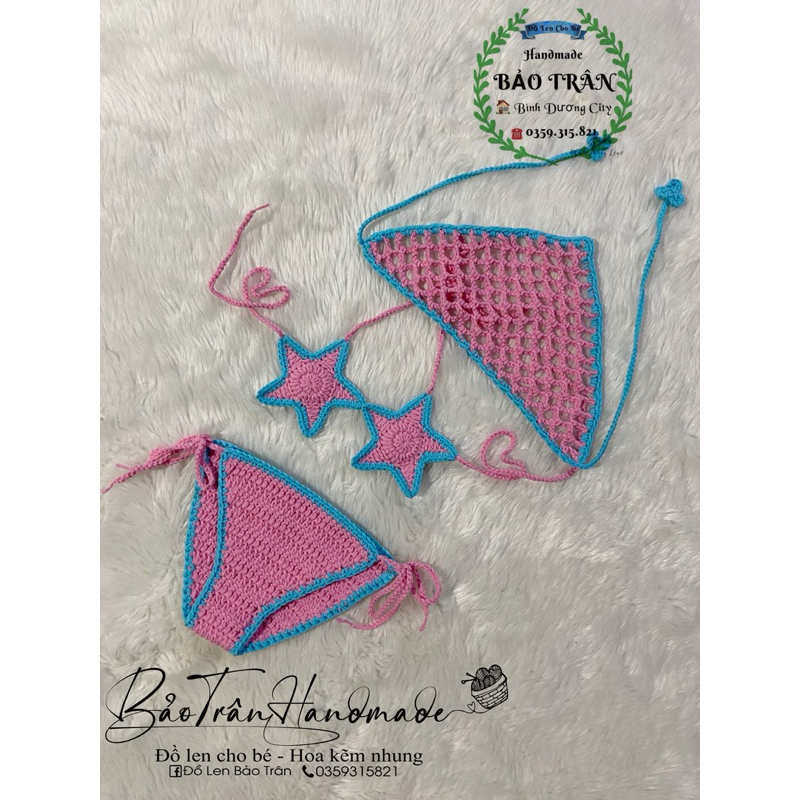 (Sẵn) Bikini len handmade sao biển hồng