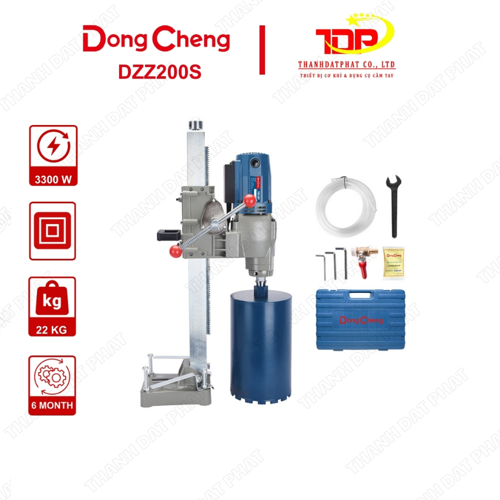 Máy Khoan Rút Lõi Dongcheng DZZ200S Công Suất 3300W - Khả Năng Khoan Mạnh Mẽ 200mm