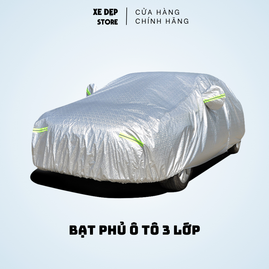 Bạt phủ ô tô tráng nhôm 3 lớp chống xước, chống nắng, chống cháy cho ô tô Toyota, Hyundai, Honda - XE ĐẸP AUTO