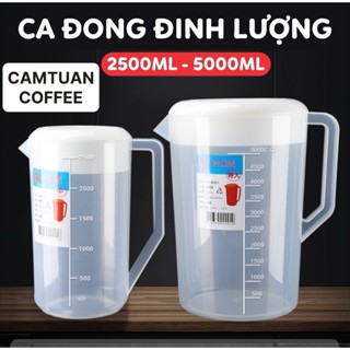 Bình/Ca đựng nước có nắp đậy dung tích 2.5L, 5L nhựa PP cao cấp có chia vạch rõ ràng, rất dày