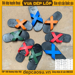 Dép 2 quai chéo (quai dép nhỏ) 4 màu (Đỏ, Da cam, Xanh lam và Xanh rêu)