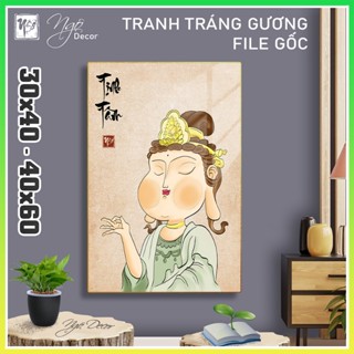 Tranh tráng gương BỒ TÁT TỊNH TÂM CHẾ Có Khung, Để Bàn, Treo Tường, Nhiều Kích Thước, Đủ phụ kiện