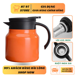 Ấm pha trà, Bình pha trà giữ nhiệt inox có lõi lọc, Phích Pha Trà dung tích 800-1000ml Tiện Lợi.