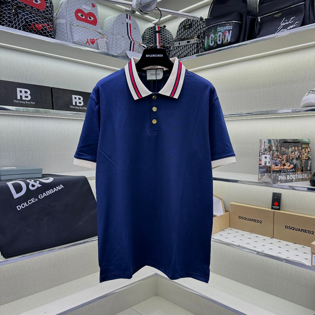  Áo Polo Nam Cổ Bẻ Vải Cotton Gai Cá Sấu Xanh Than Trơn Phối Cổ Chun Dệt Sọc Be Đỏ Cúc Vàng Siêu Cấp Cho Các Boy Phố 2025 