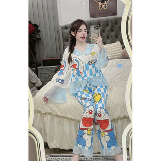 Đồ bộ Pizama Lụa xước Đoremon In hình 5D dễ thương