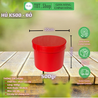 HỦ ĐỰNG KEM BODY 500G MÀU ĐỎ (K500) - có nắp lót chống tràn