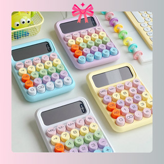 Máy Tính Cầm Tay, Máy Tính Bỏ Túi Phím Cơ Màu Pastel Xinh Xắn (Không Bao Gồm Pin)