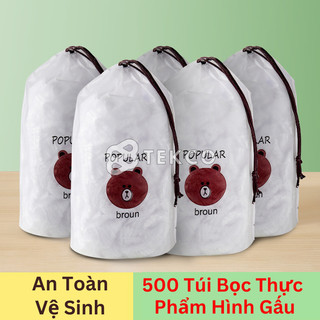 Set 100 Màng Bọc Thực Phẩm Chất Liệu Nilon, Màng Bọc Thực Phẩm Gấu bo chun co giãn - tiện dụng, đa năng