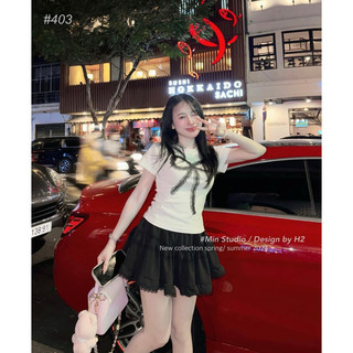 Set thun nơ mix chân váy[ Sẵn Ship]