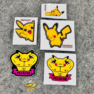 Tem logo sticker pikachuu dán trang trí xe, nón bảo hiểm, nhiều vị trí khác nhau, decal bền màu chống thấm nước