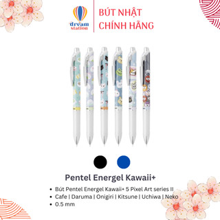  Bút Nhật Bản Pentel Energel Kawaii+ 5 Pixel Art series II I 0.5mm I Viết Mượt, Ký Đẹp, Mực Xanh Đen