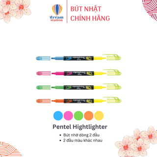  Bút Nhớ Dòng 2 Đầu Nhật Bản Pentel Màu Dạ Quang Mạnh, Tươi Sáng