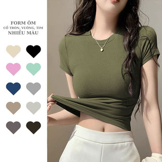 Áo thun trơn form ÔM babytee đủ màu basic chất liệu thun con giãn 4 chiều fit dáng siêu đẹp