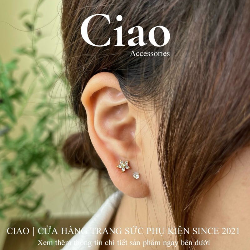 [1 CHIẾC] Khuyên tai/ Bông tai đơn titan không gỉ đính đá mã 08 Ciao accessories