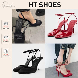 Giày sandal cao gót Z mũi tròn phối dây mảnh thắt cổ gót cao 12cm phong cách babydoll cá tính hai màu dễ phối đồ #8338