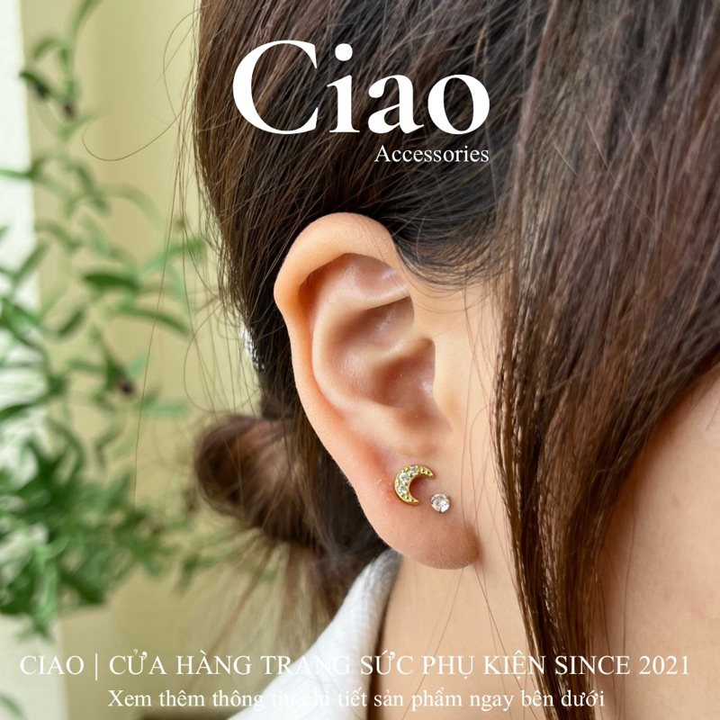 [1 CHIẾC] Khuyên tai/ Bông tai đơn titan không gỉ đính đá mã 04 Ciao accessories