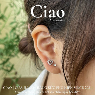 Khuyên tai/ Bông tai đơn titan không gỉ đính đá mã 07 Ciao accessories