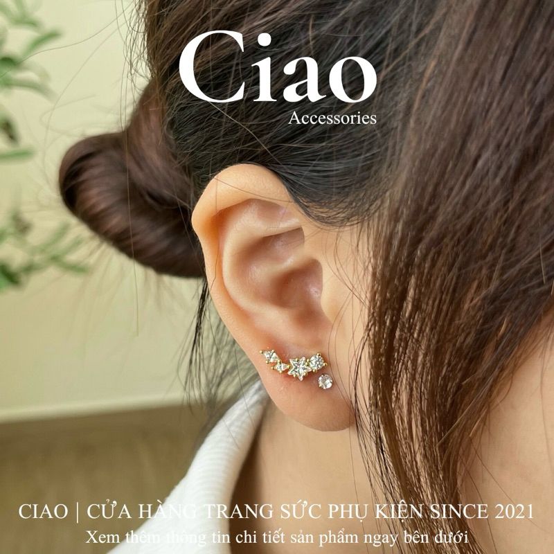[1 CHIẾC] Khuyên tai/ Bông tai đơn titan không gỉ đính đá mã 09 Ciao accessories