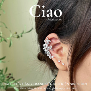   HOẢ TỐC 1H  Khuyên vành tai mạ bạc thiết kế đính đá sang trọng 03 Ciao accessories 