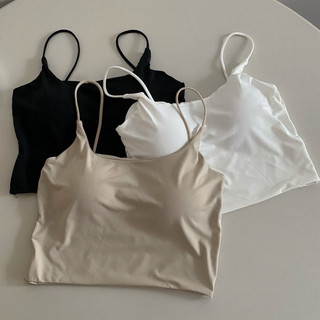 Basic top - áo 2 dây trơn trắng / đen kèm mút